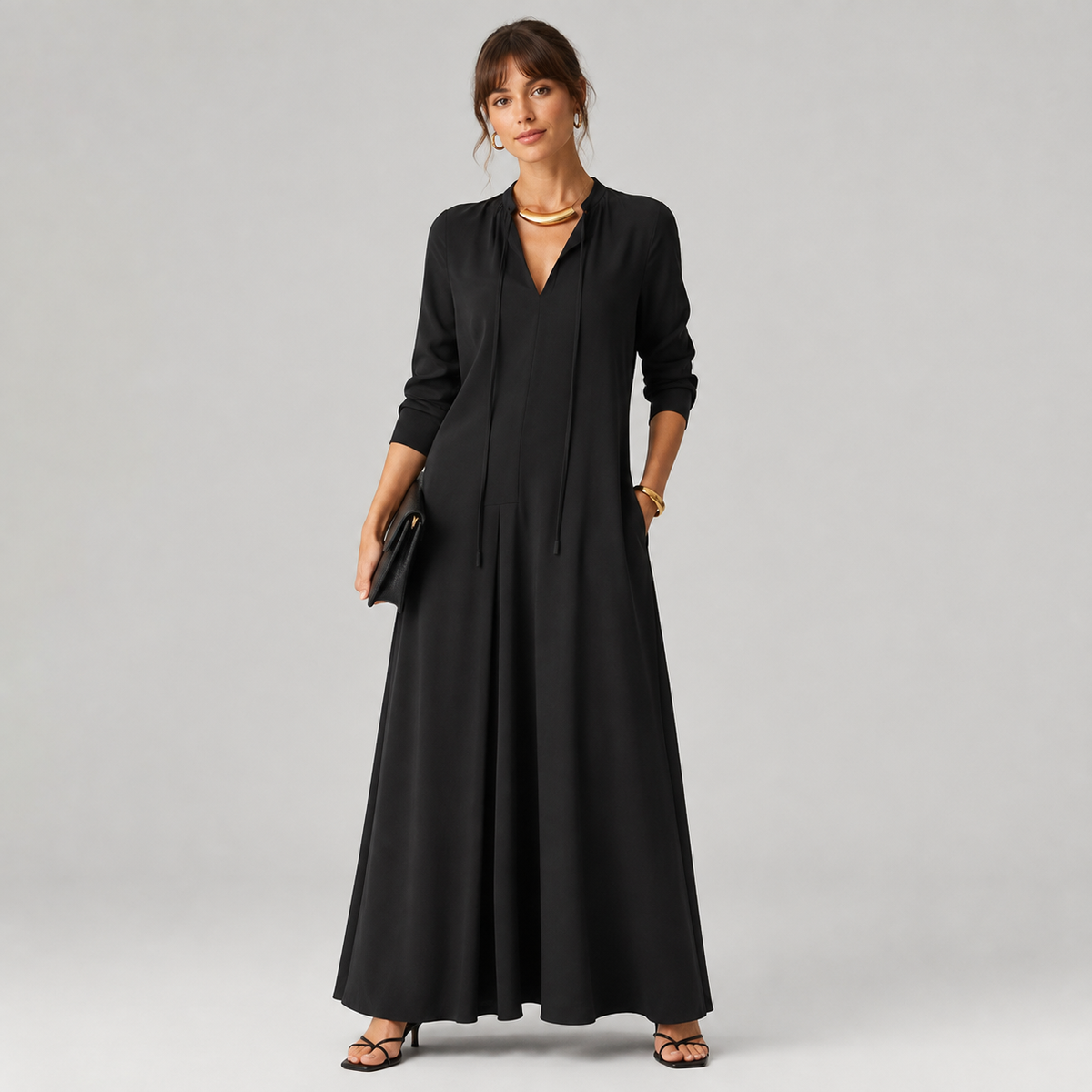 Robe maxi à manches longues