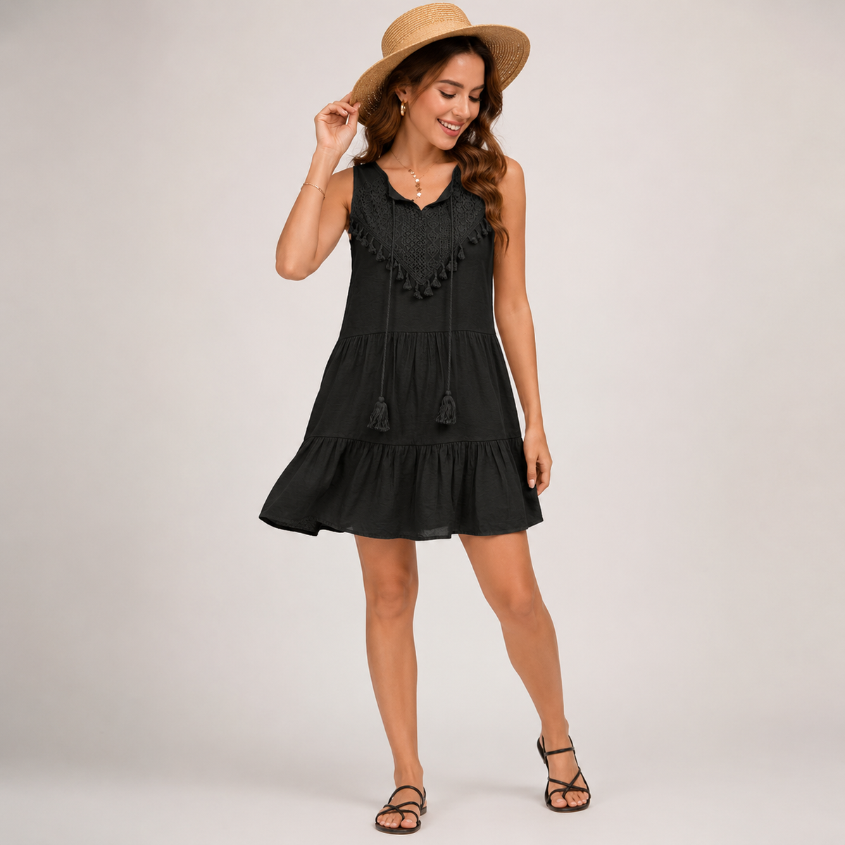 Bohemian fringed mini dress