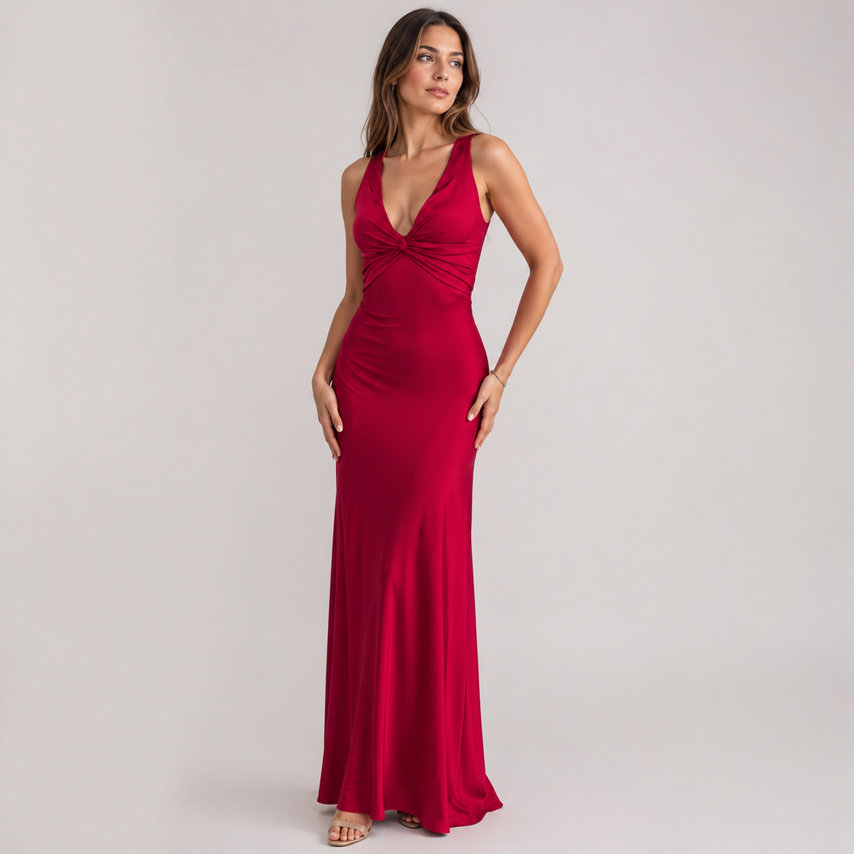 Backless satin maxi dress