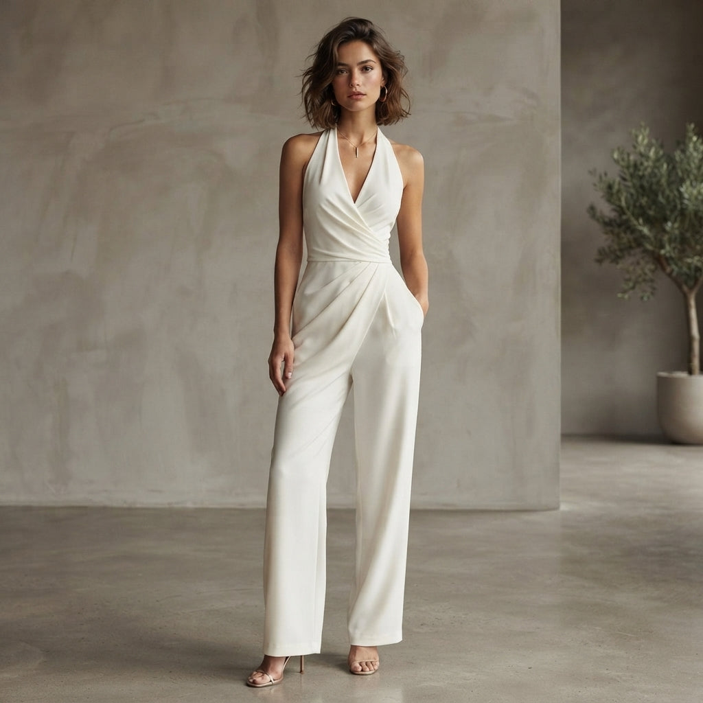 Ensemble en mousseline dos nu à jambes larges