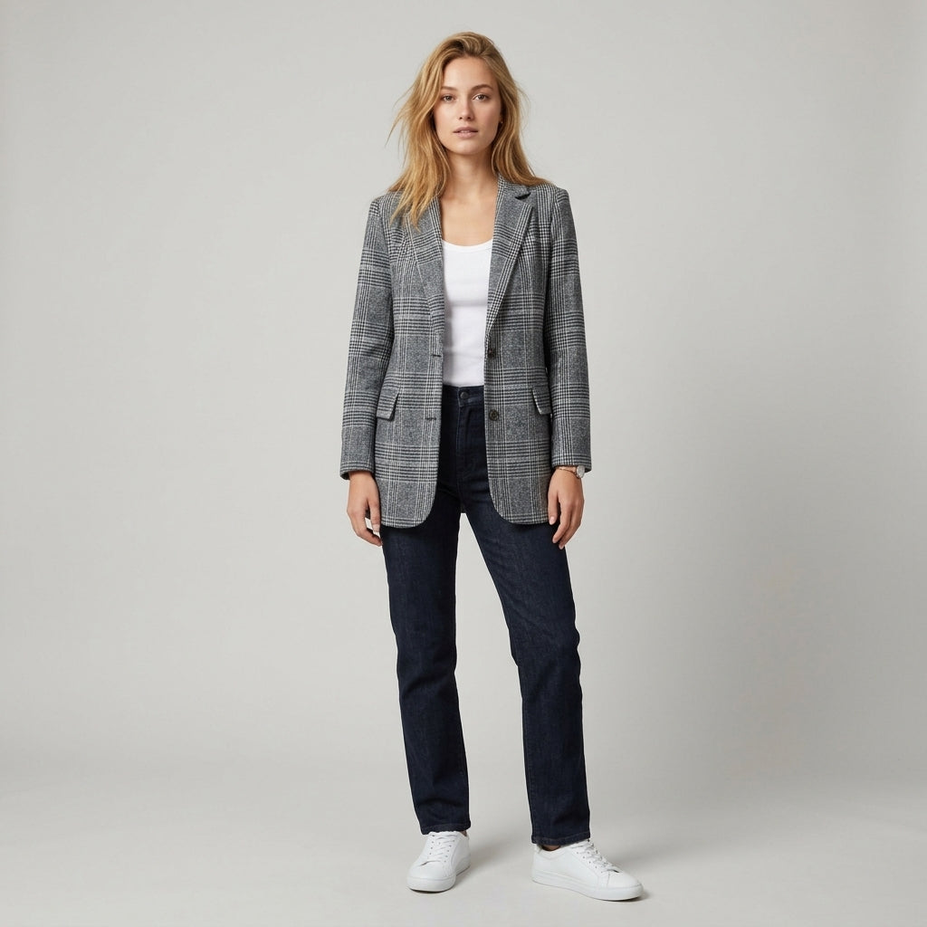 Manteau à carreaux élégant Fleur