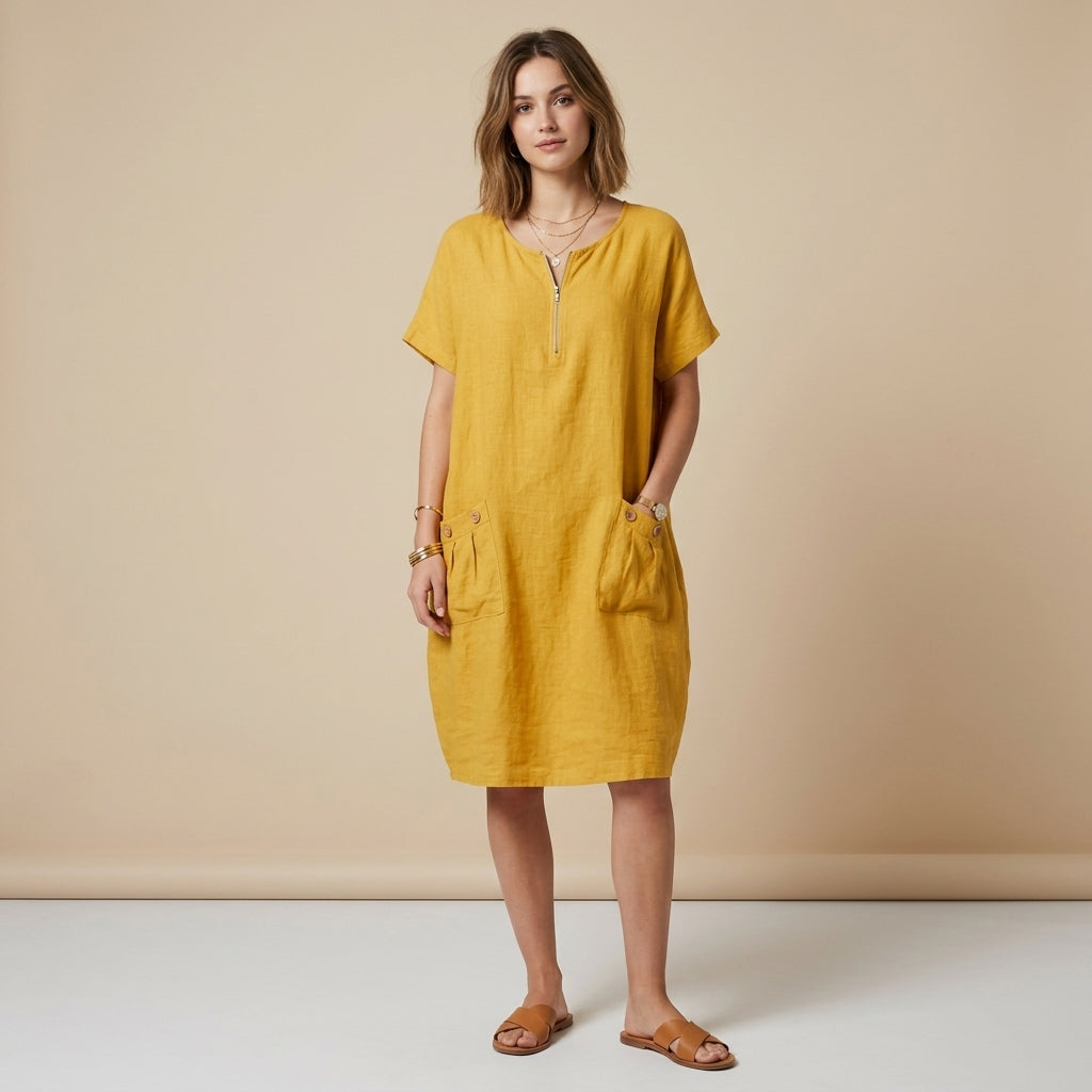 Robe Christelle en lin avec poches