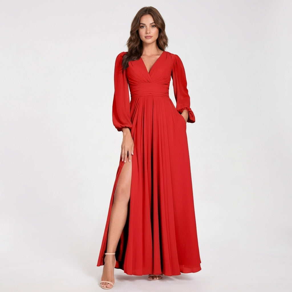 Robe de demoiselle d'honneur Alaina à encolure en V
