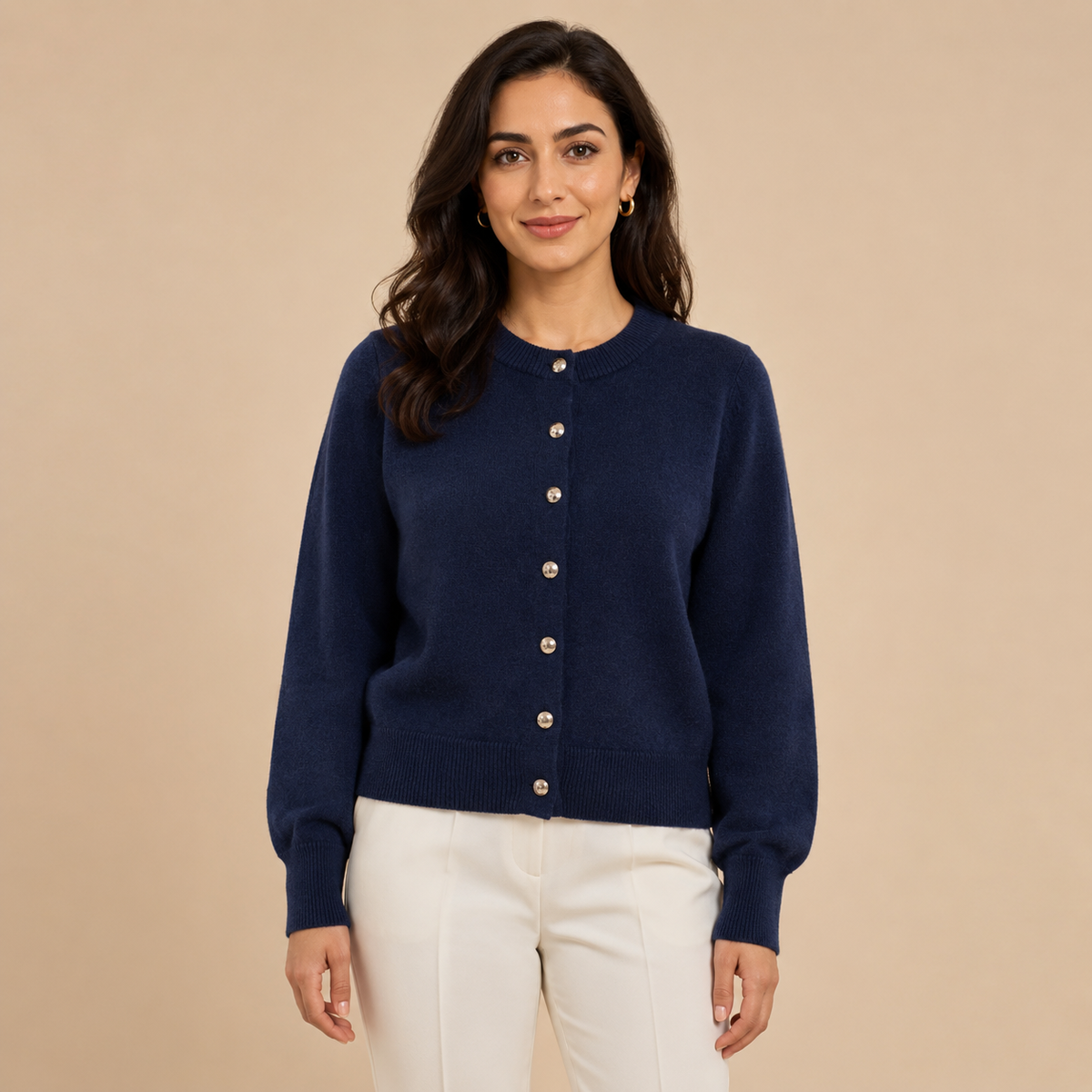 Gilet Elise bleu marine en laine mélangée