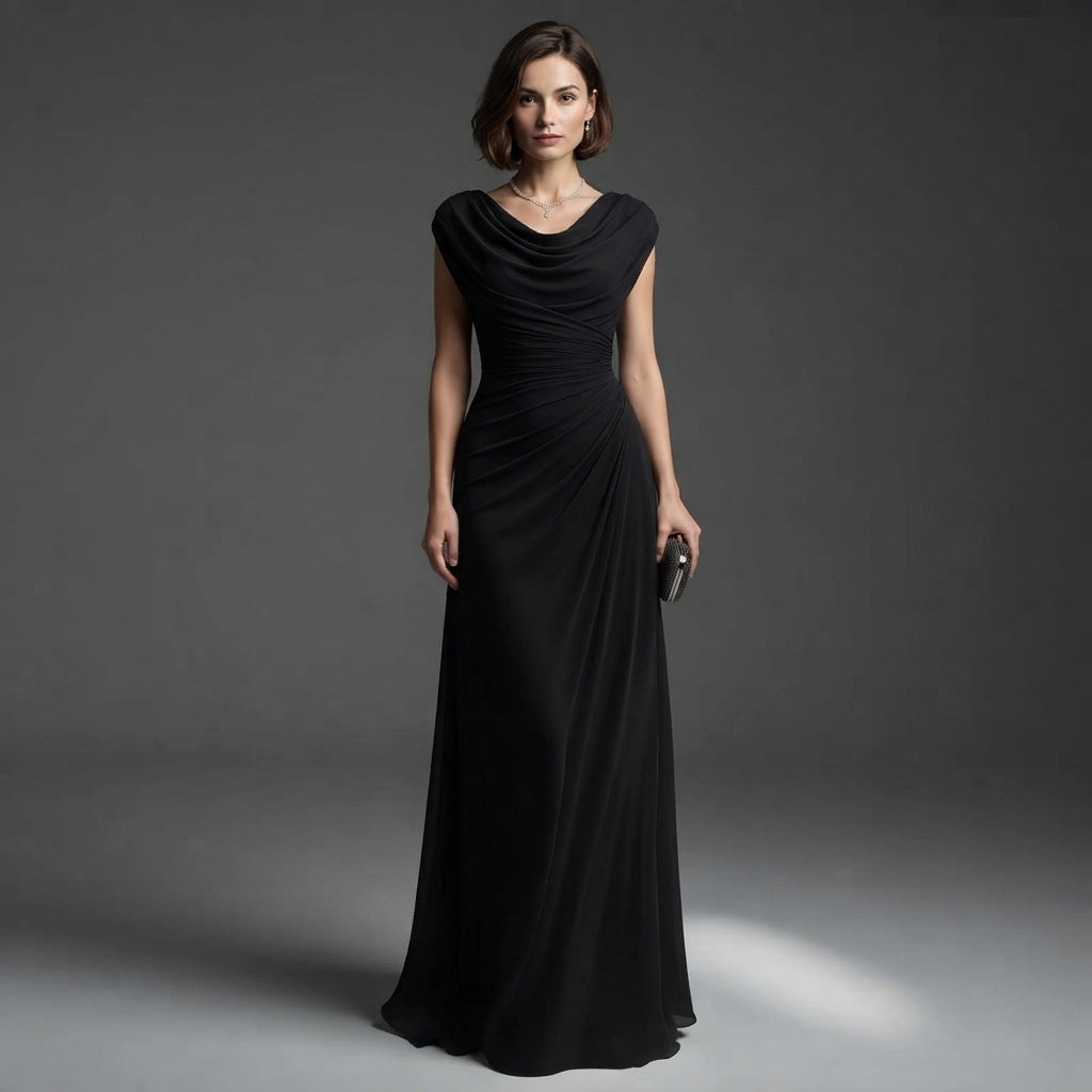 Robe longue drapée de soirée
