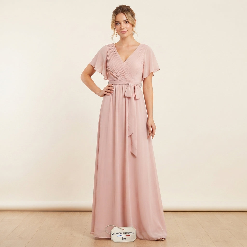 Robe longue en mousseline à volants Eulalie