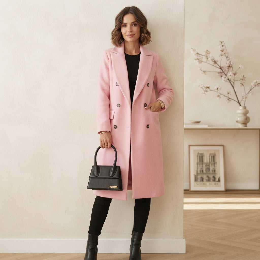 Manteau long Charlotte en laine mélangée