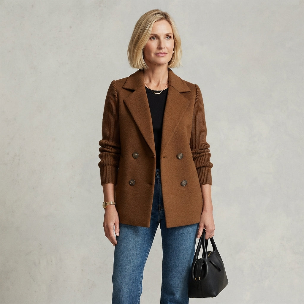 Veste courte en laine à double boutonnage