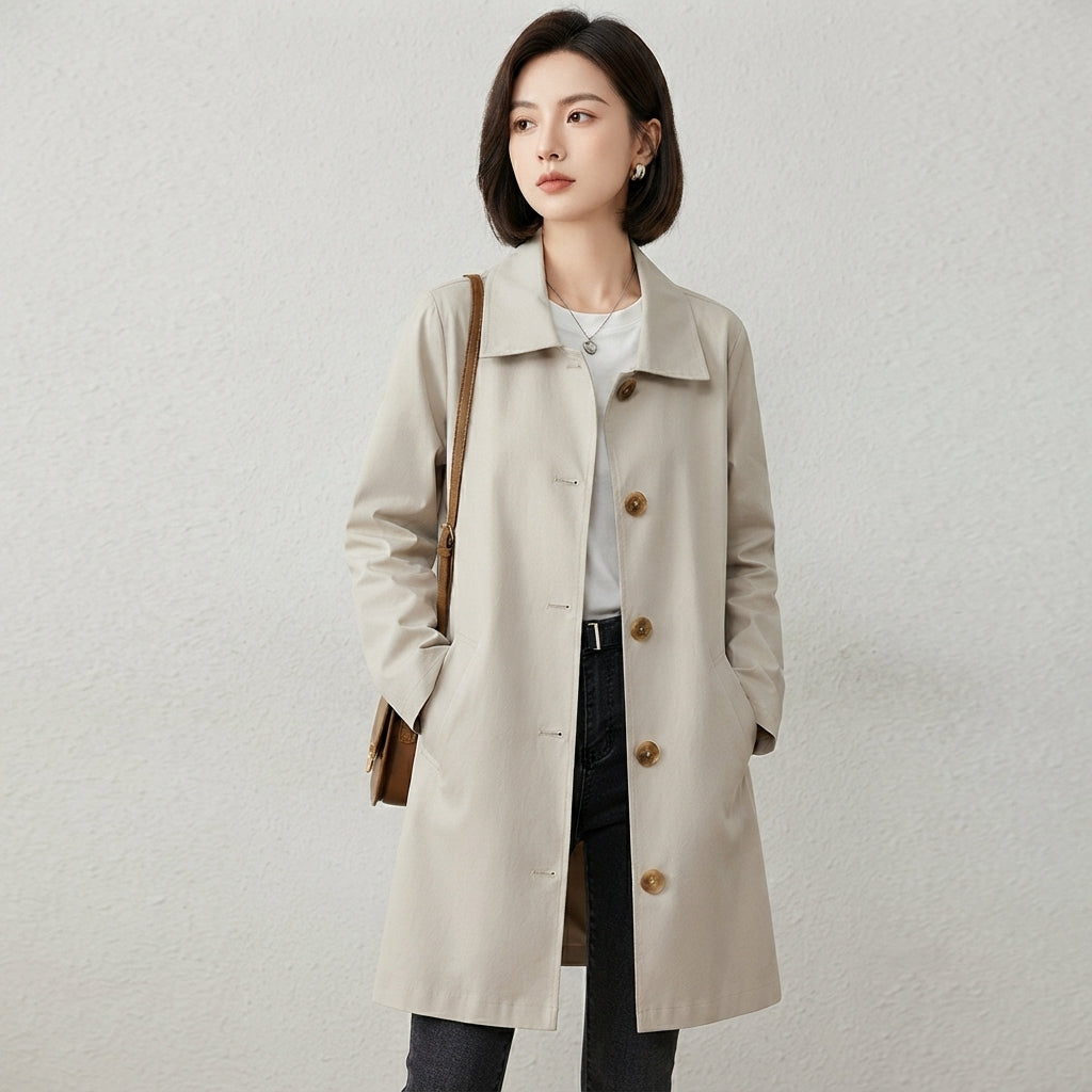 Trench-coat mi-long à boutons