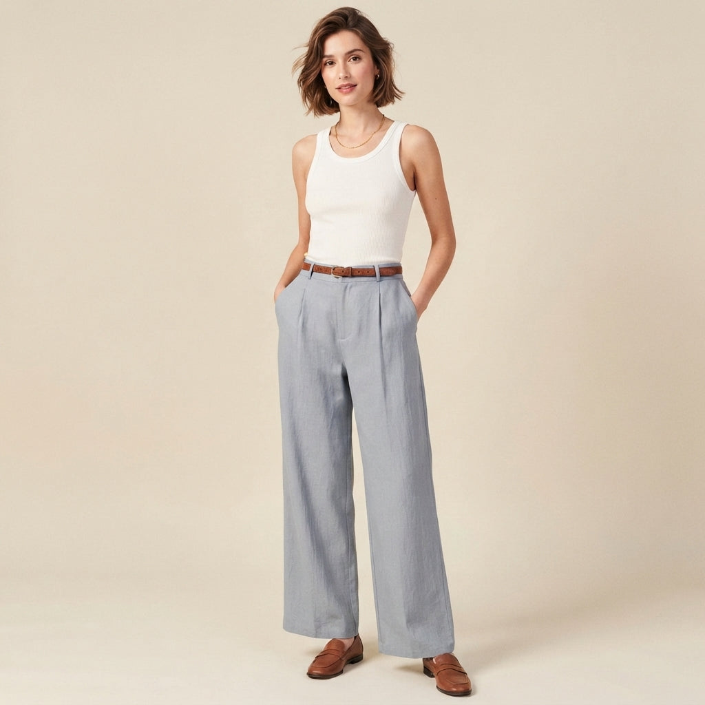 Pantalon plissé Victoria en lin