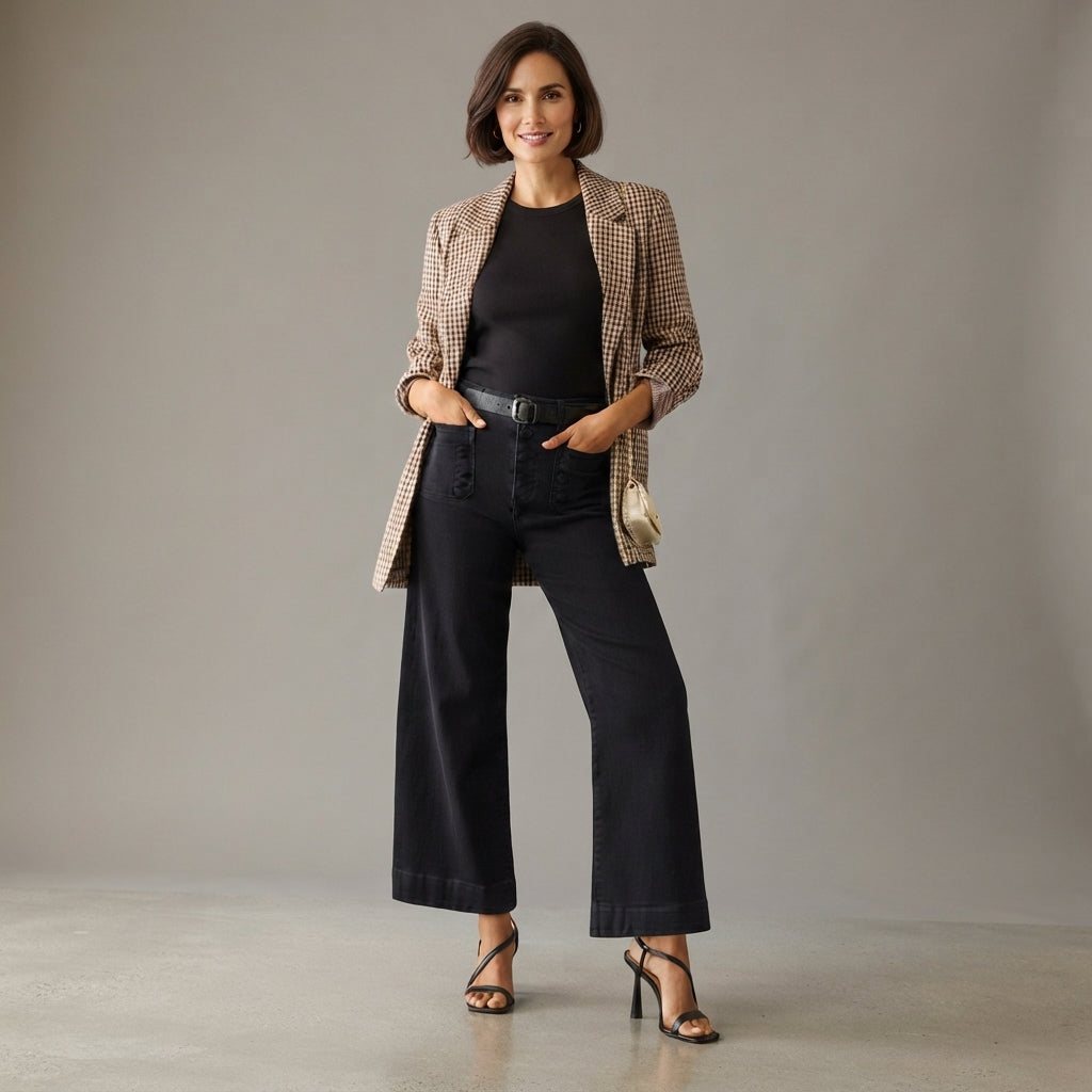 Jean large raccourci en denim
