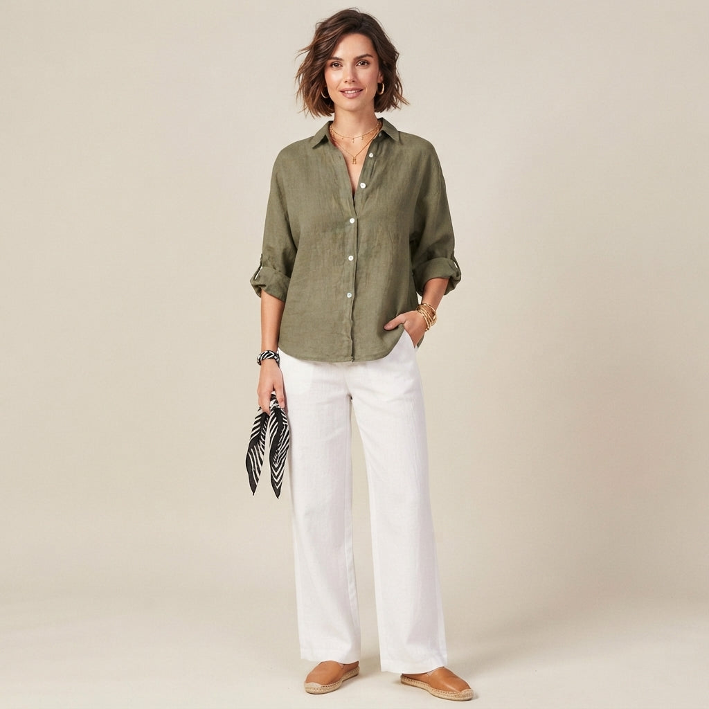 Chemise boutonnée en lin Stephanie