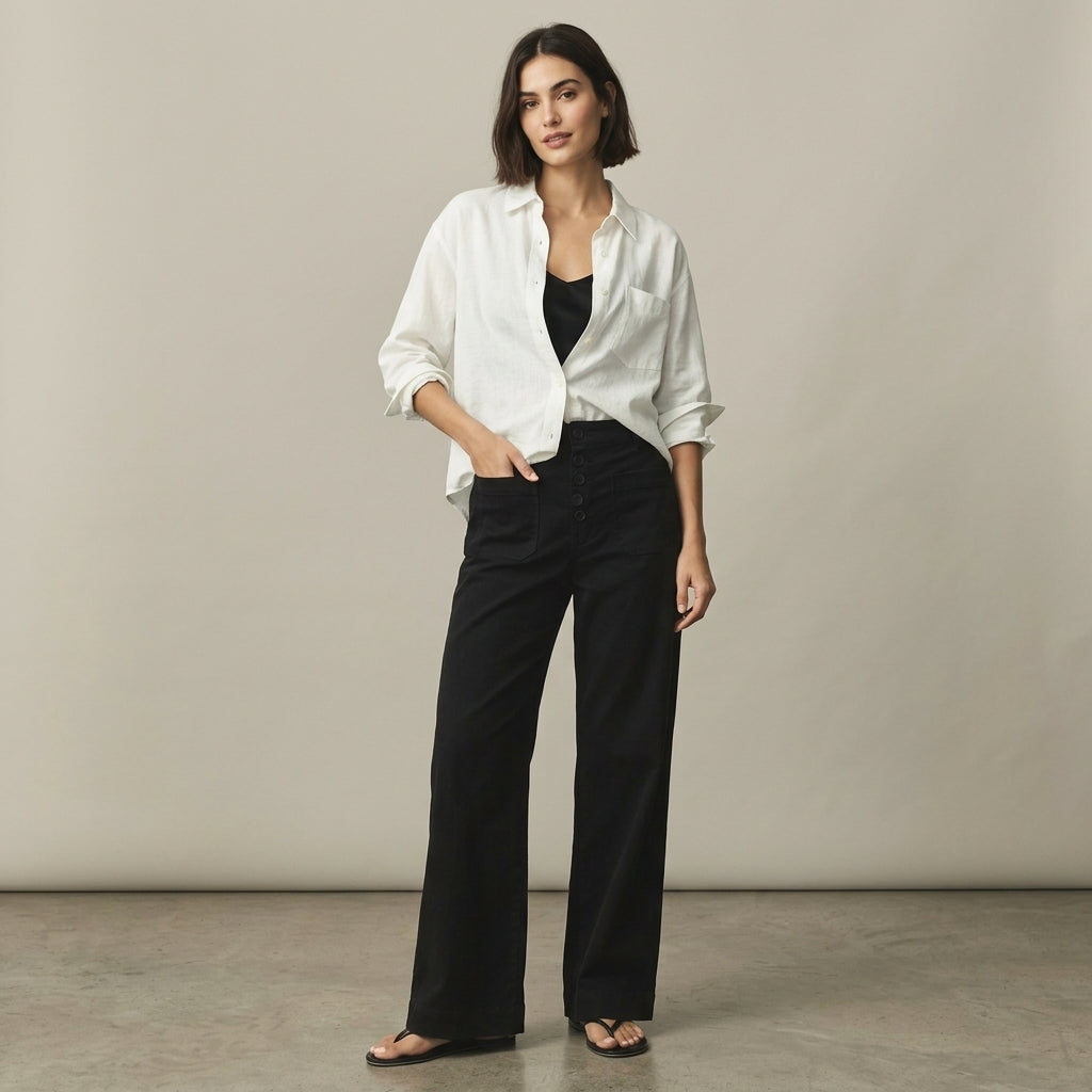 Pantalon en velours côtelé coupe large (taille petite)