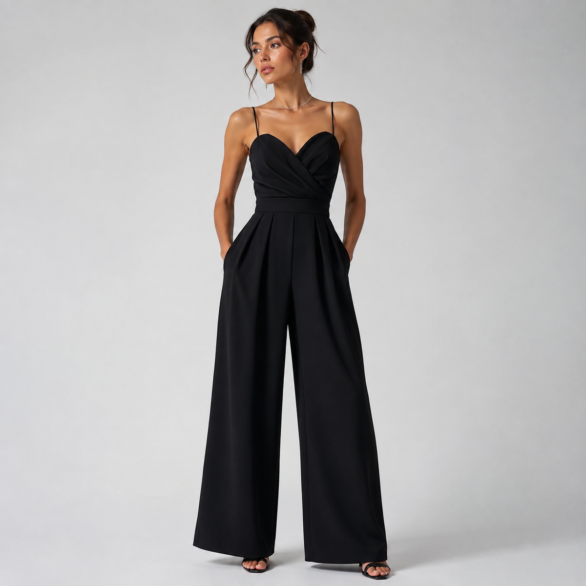 Draped wide-leg jumpsuit