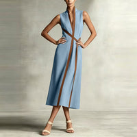 Robe midi en lin ceinturée