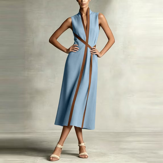 Robe midi en lin ceinturée