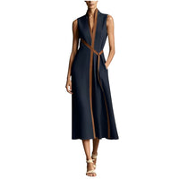 Robe midi en lin ceinturée