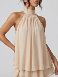 Robe courte Soléa à col halter et volants étagés