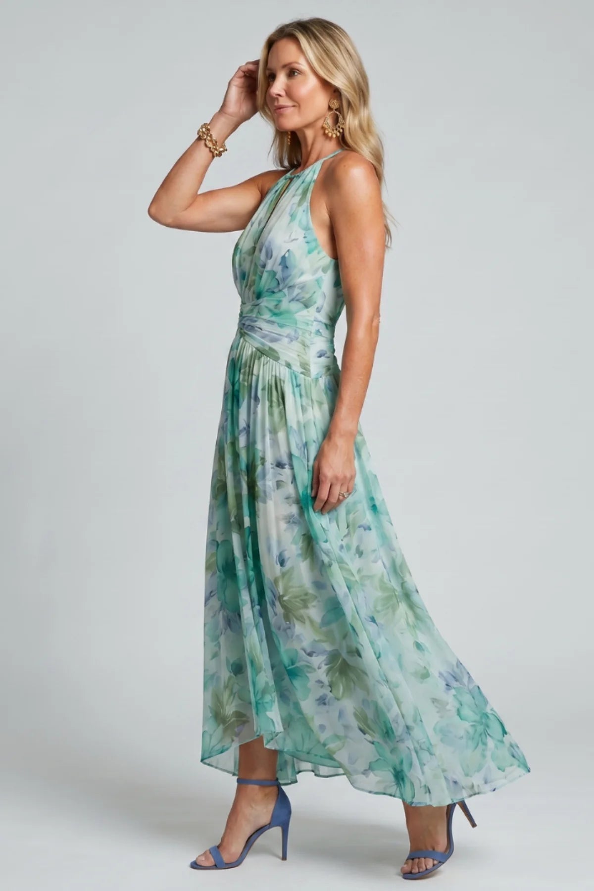Robe longue dos nu à fleurs