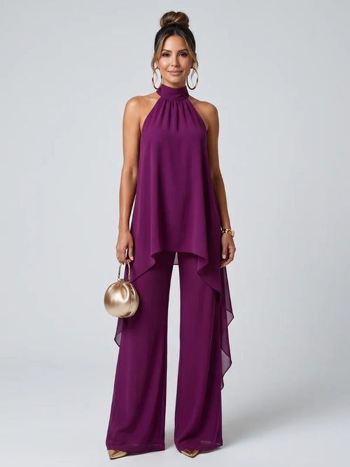 Ensemble pantalon dos nu à jambes larges