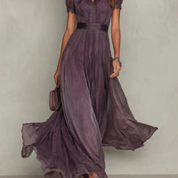 Robe longue en mousseline de dentelle