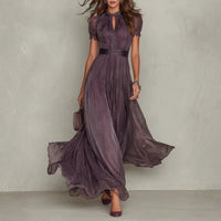 Robe longue en mousseline de dentelle
