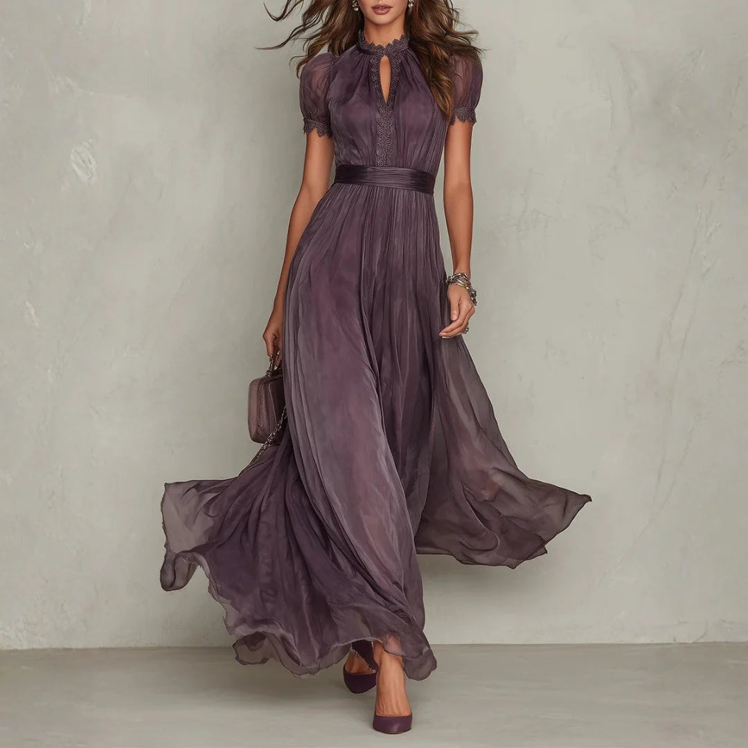 Robe longue en mousseline de dentelle