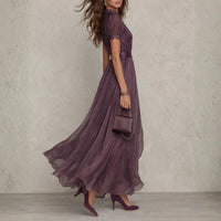 Robe longue en mousseline de dentelle