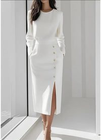 Robe midi boutonnée dorée Céleste