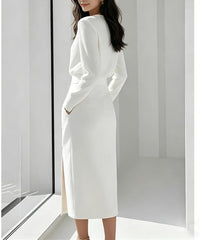 Robe midi boutonnée dorée Céleste