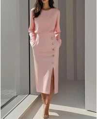 Robe midi boutonnée dorée Céleste