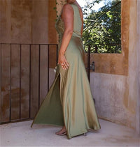 Robe de demoiselle d'honneur asymétrique en satin