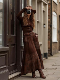 Robe longue en daim Mireille