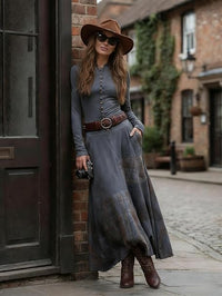 Robe longue en daim Mireille