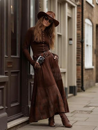 Robe longue en daim Mireille