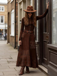 Robe longue en daim Mireille