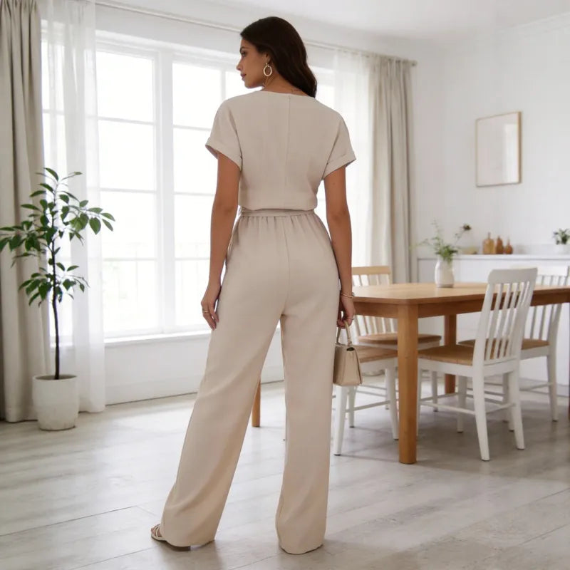 Combinaison Camille à jambes larges et ceinture