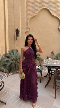 Robe longue plissée à volants Alessia