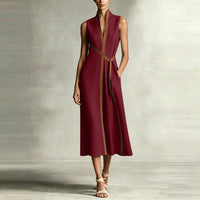 Robe midi en lin ceinturée