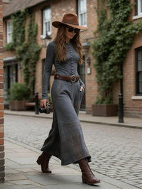 Robe longue en daim Mireille