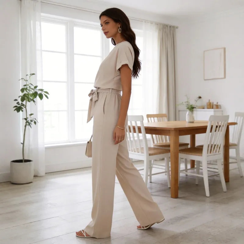 Combinaison Camille à jambes larges et ceinture