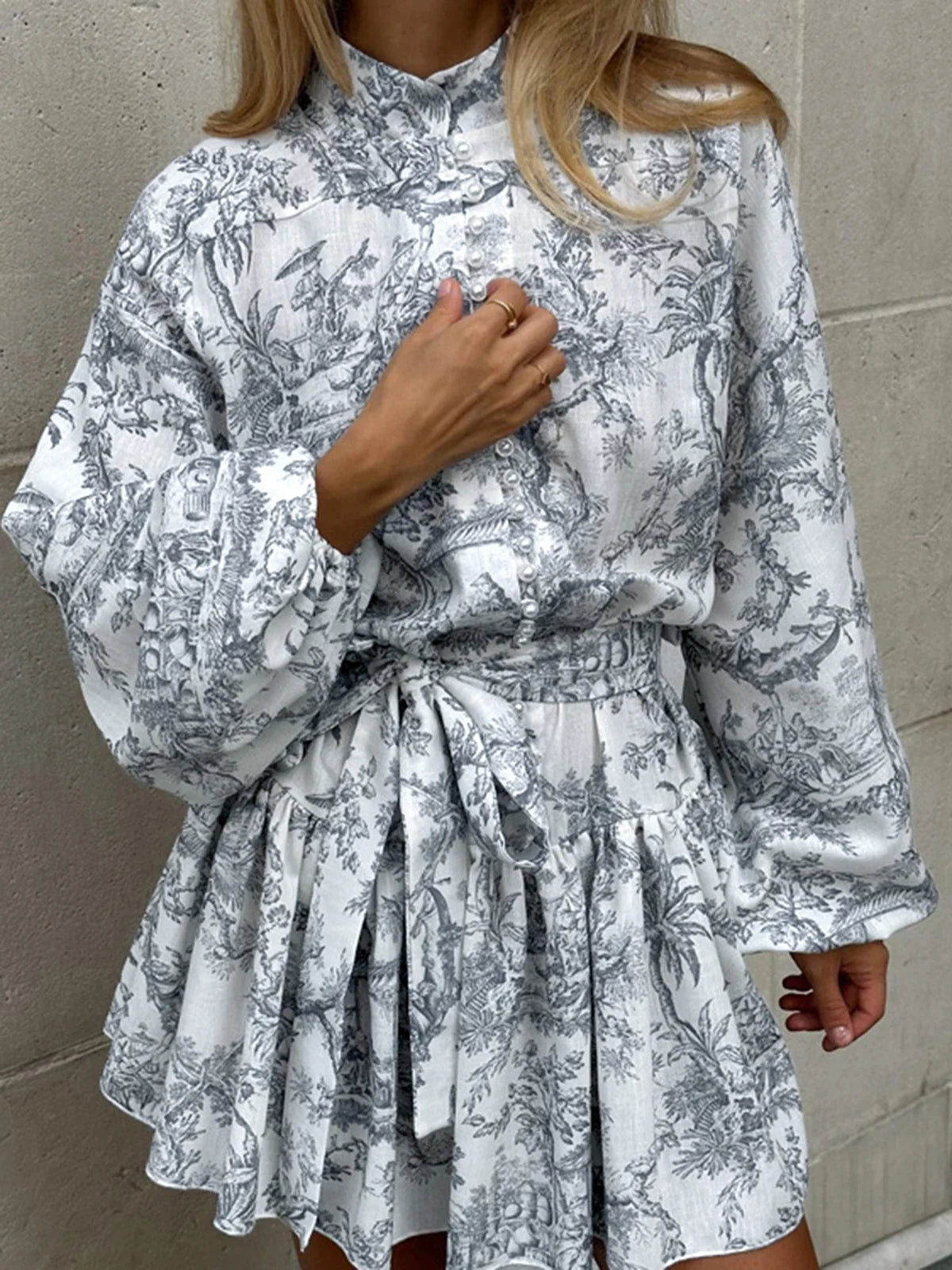 Ink print trapeze dress