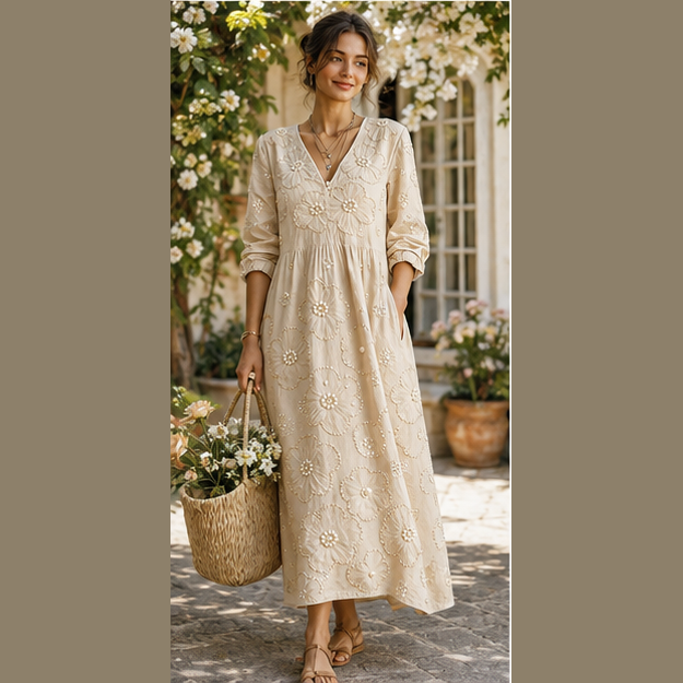 Robe midi brodée de perles