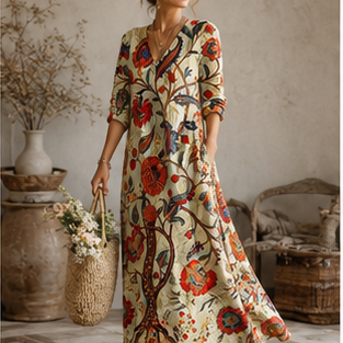 Robe décontractée rétro à poches