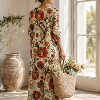 Robe décontractée rétro à poches