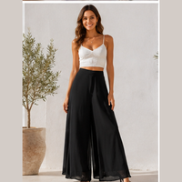 Pantalon taille haute à jambes larges