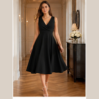 Robe midi évasée à col en V