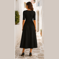 Long wrap dress with pockets