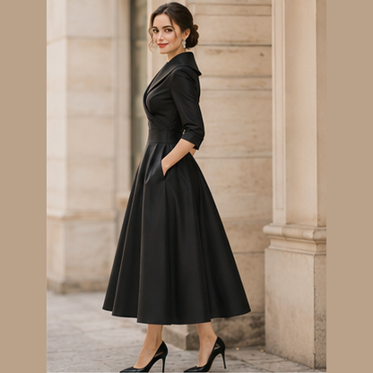 Robe midi trapèze en satin