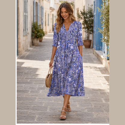 Robe midi bohème à fleurs